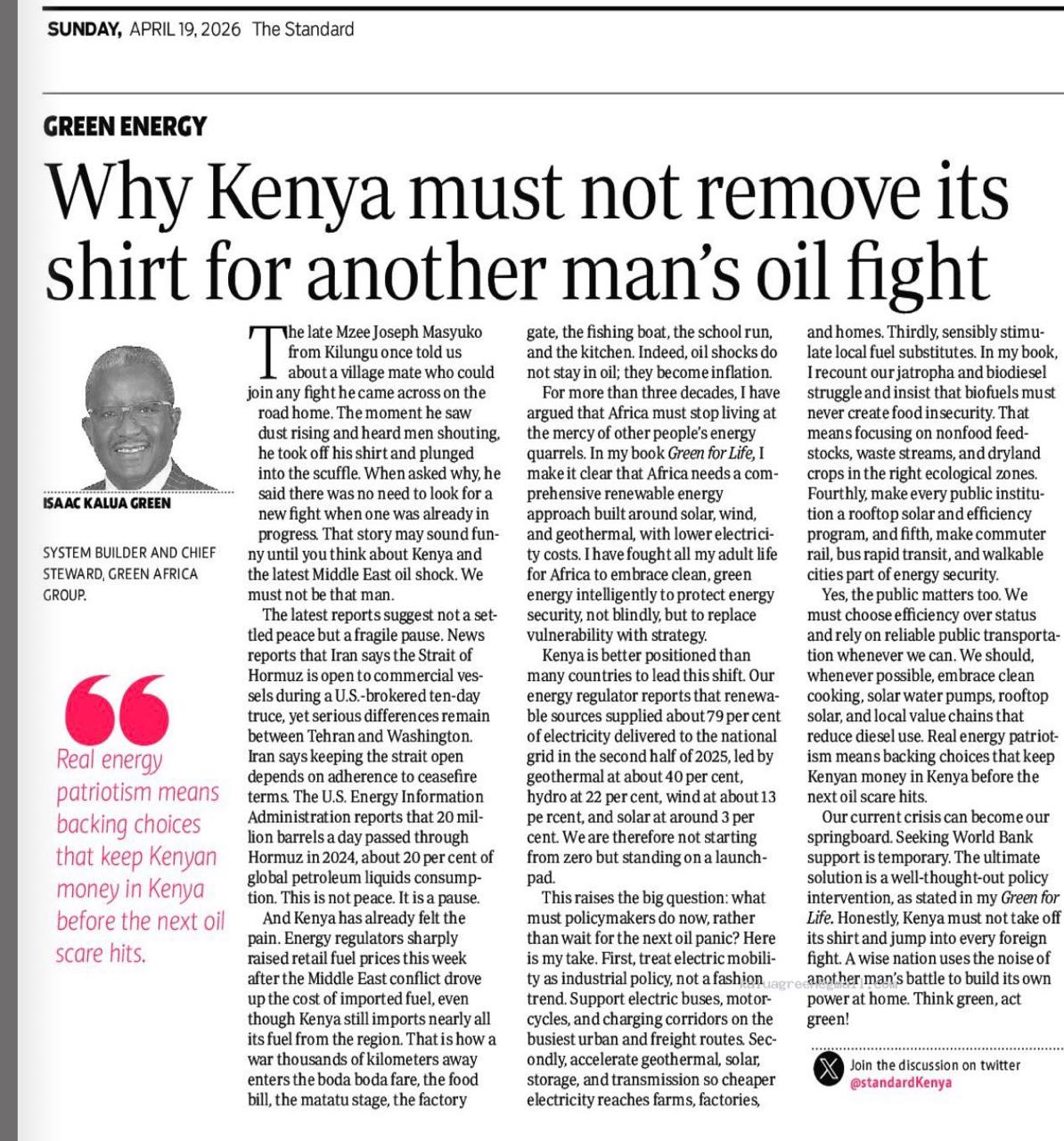 Why Kenya Must Not Remove Its Shirt for Another Man's Oil Fight