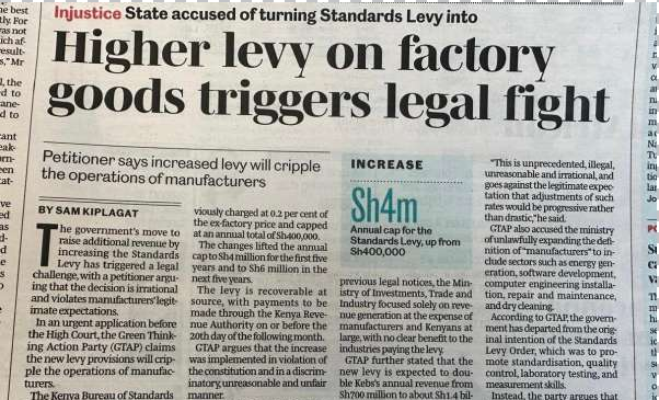 Higher levy on factory goods triggers legal fight